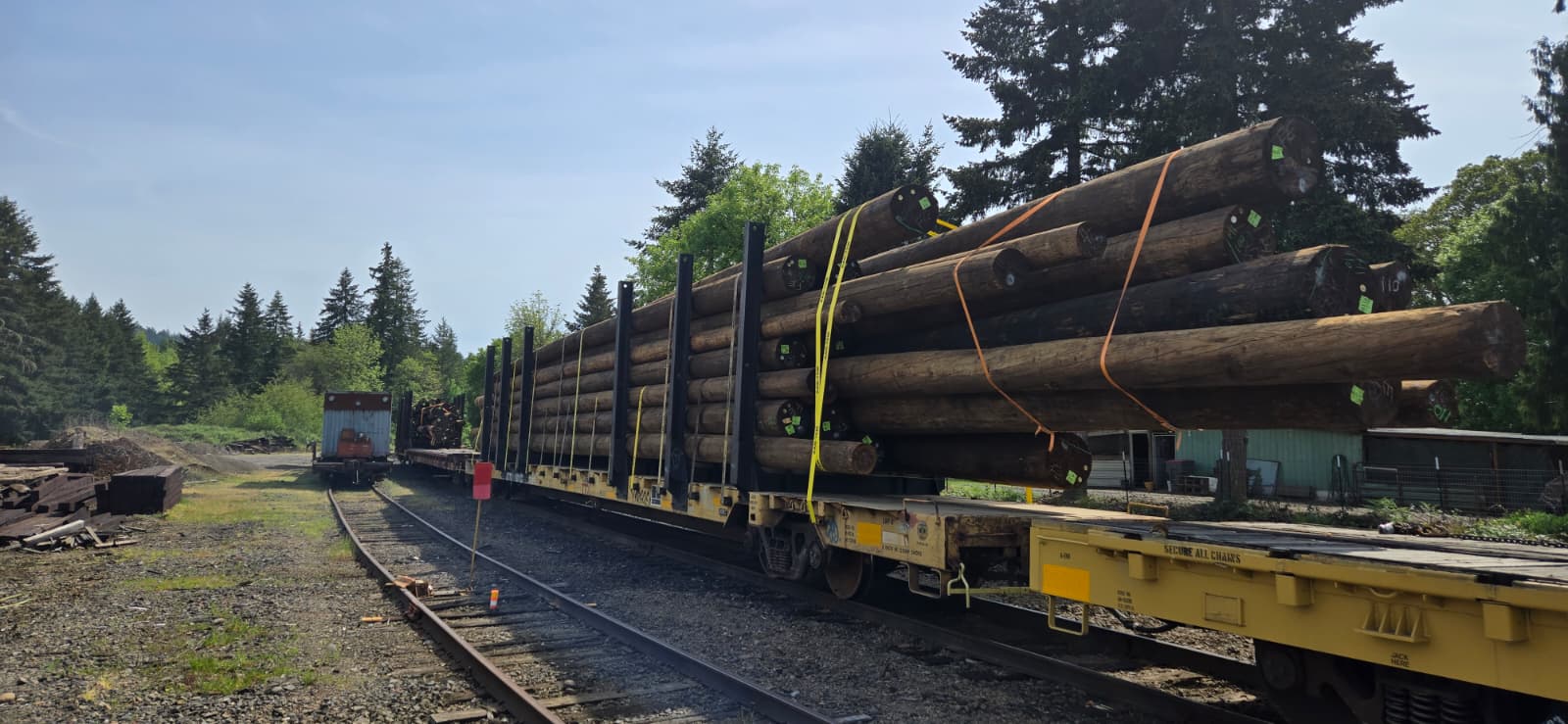 Train yard with loaded railcars