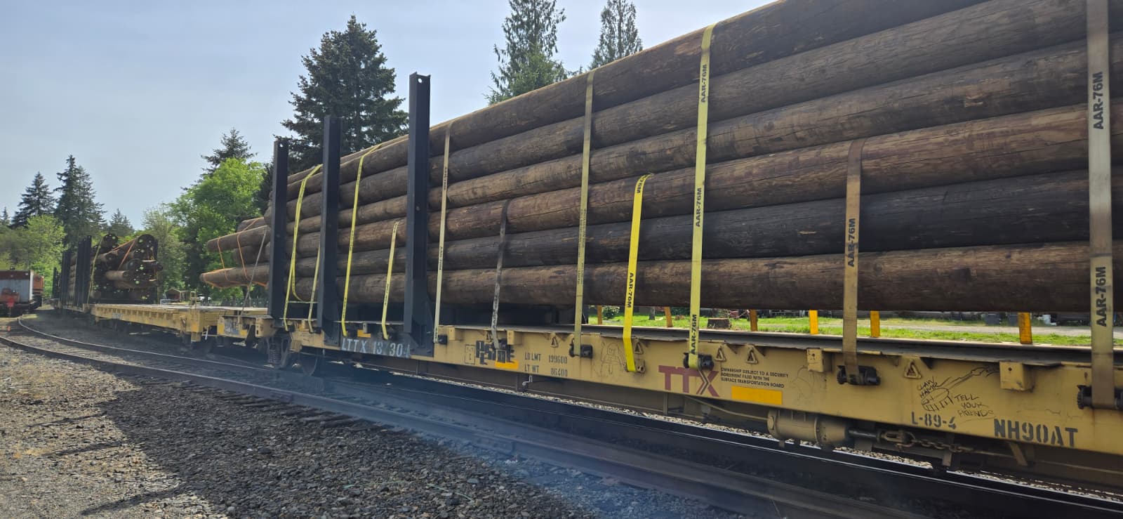 TTX railcar with AAR webbing